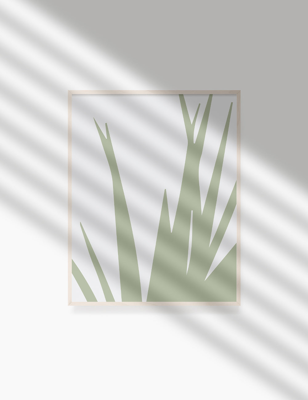 LEAVES. GRASS. MINIMALIST BOTANICAL BOHO ART. GREEN AND BEIGE. Minimal Aesthetic. Clean Design. Printable Wall Art Illustration. - PAPER MOON Art & Design