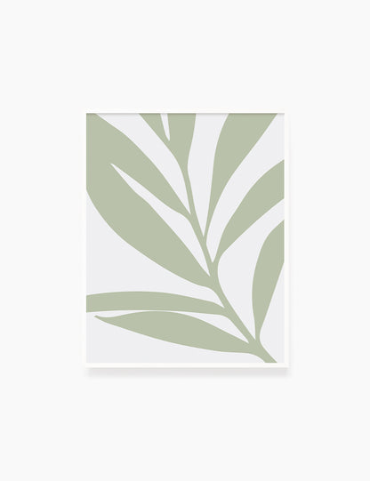 LEAF. MINIMALIST BOTANICAL BOHO ART. GREEN. Minimal Aesthetic. Clean Design. Printable Wall Art Illustration. - PAPER MOON Art & Design
