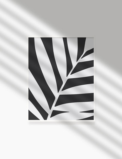 LEAF. MINIMALIST BOTANICAL BOHO ART. BLACK AND WHITE. Minimal Aesthetic. Clean Design. Printable Wall Art Illustration. - PAPER MOON Art & Design