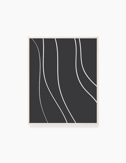 MINIMAL LINE ART. Abstract Waves. Boho. Black and White. Printable Wall Art Illustration. - PAPER MOON Art & Design