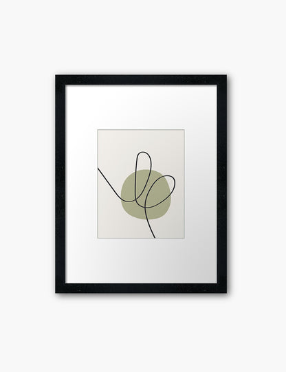 MINIMAL LINE ART. Abstract Heart Shape. Boho Aesthetic. Green. Beige. Black. Printable Wall Art Illustration. - PAPER MOON Art & Design