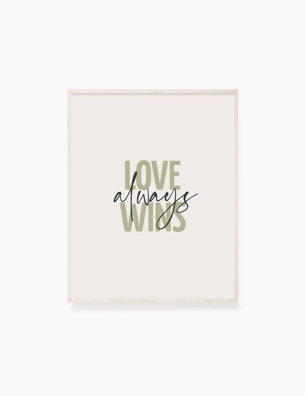 LOVE ALWAYS WINS. Green. Love quote. Romantic words. Printable Wall Art Quote. - PAPER MOON Art & Design