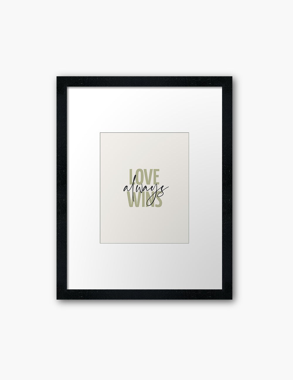 LOVE ALWAYS WINS. Green. Love quote. Romantic words. Printable Wall Art Quote. - PAPER MOON Art & Design