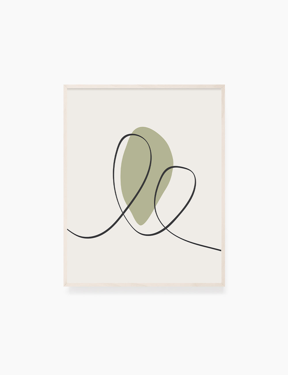 MINIMAL LINE ART. Abstract Heart Shape. Boho Aesthetic. Green. Beige. Black. Printable Wall Art Illustration. - PAPER MOON Art & Design