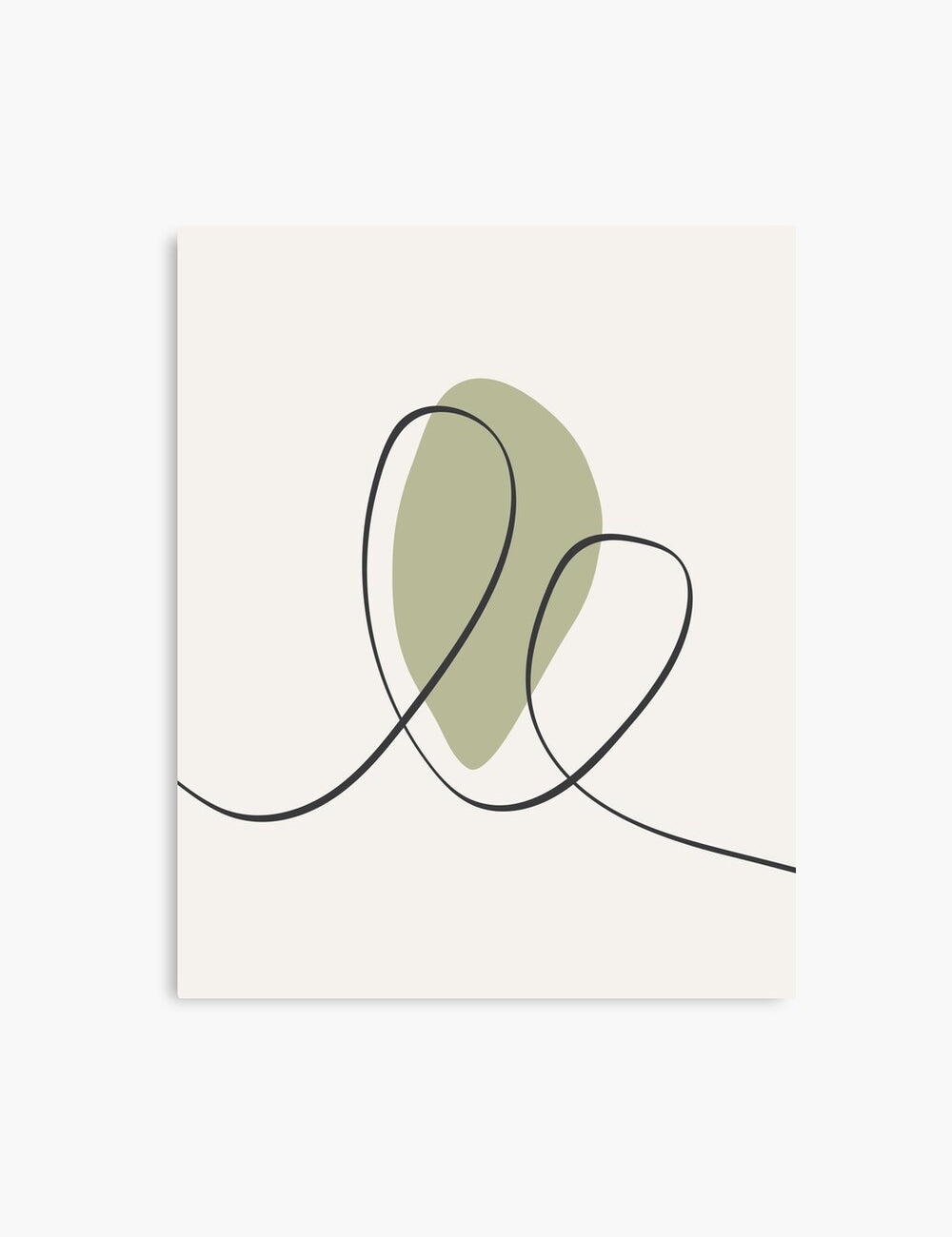 MINIMAL LINE ART. Abstract Heart Shape. Boho Aesthetic. Green. Beige. Black. Printable Wall Art Illustration. - PAPER MOON Art & Design