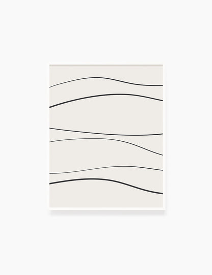 MINIMAL LINE ART. Abstract Waves. Boho. Beige. Black. Printable Wall Art Illustration. - PAPER MOON Art & Design