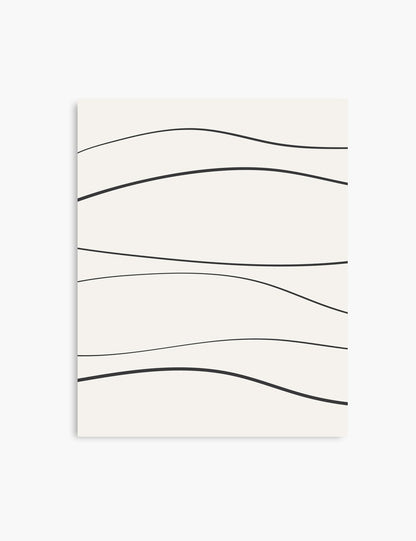 MINIMAL LINE ART. Abstract Waves. Boho. Beige. Black. Printable Wall Art Illustration. - PAPER MOON Art & Design