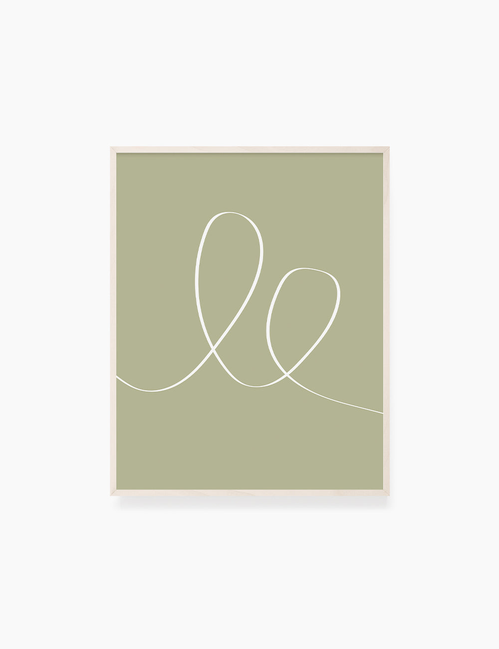 MINIMAL LINE ART. Abstract Heart Shape. Boho. Green. Printable Wall Art Illustration. - PAPER MOON Art & Design
