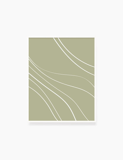MINIMAL LINE ART. Abstract Waves. Boho. Green. Printable Wall Art Illustration. - PAPER MOON Art & Design