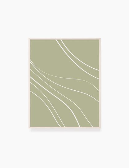 MINIMAL LINE ART. Abstract Waves. Boho. Green. Printable Wall Art Illustration. - PAPER MOON Art & Design