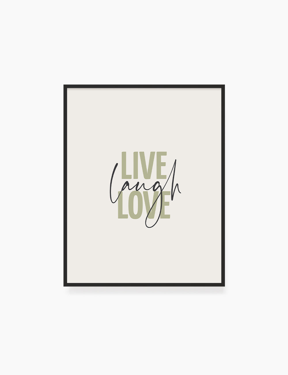 LIVE. LAUGH. LOVE. Green. Beige. Inspirational quote. Printable Wall Art Quote. - PAPER MOON Art & Design
