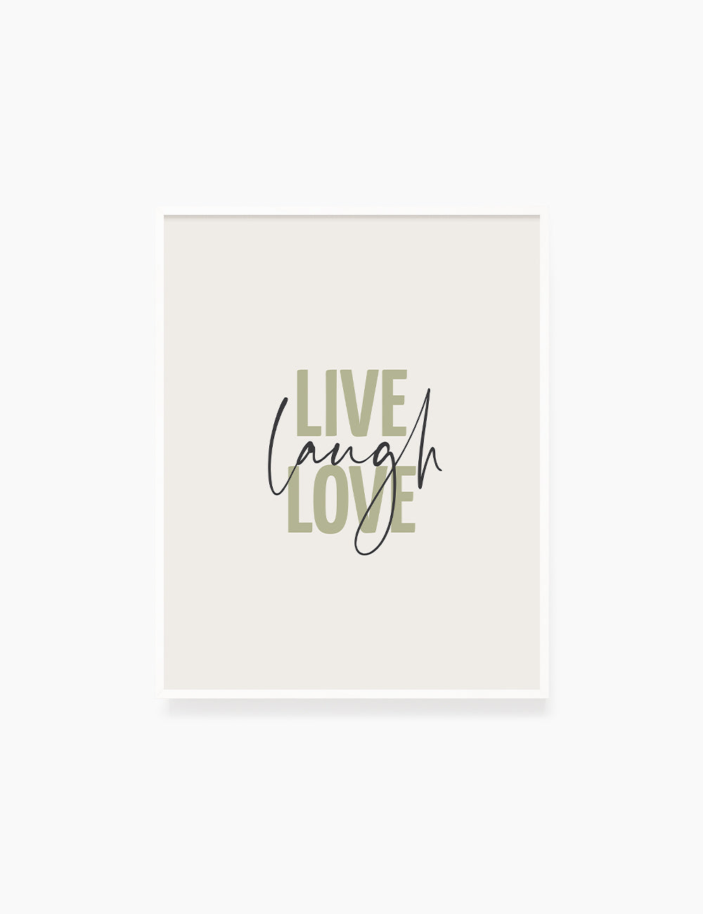 LIVE. LAUGH. LOVE. Green. Beige. Inspirational quote. Printable Wall Art Quote. - PAPER MOON Art & Design