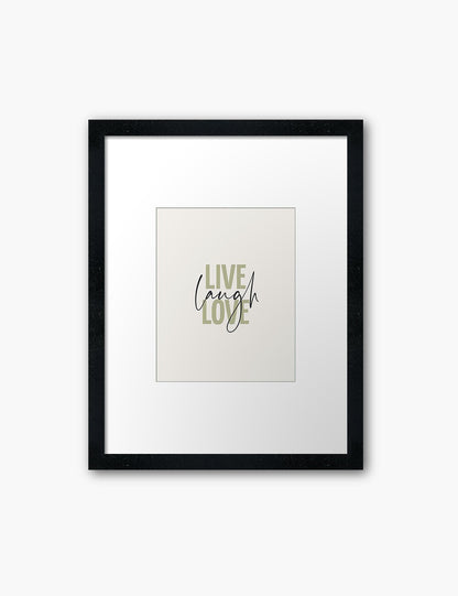 LIVE. LAUGH. LOVE. Green. Beige. Inspirational quote. Printable Wall Art Quote. - PAPER MOON Art & Design