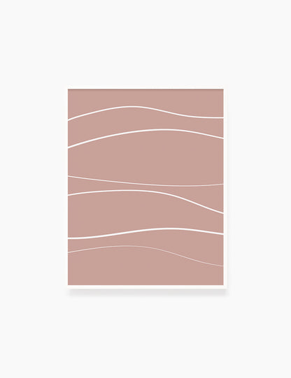MINIMAL LINE ART. Abstract Waves. Boho. Blush. Rose. Pale Red. Printable Wall Art Illustration. - PAPER MOON Art & Design