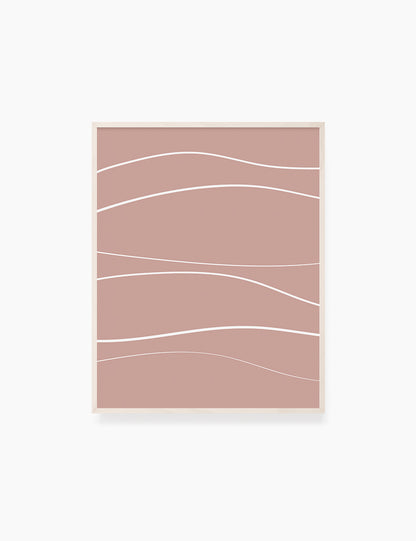 MINIMAL LINE ART. Abstract Waves. Boho. Blush. Rose. Pale Red. Printable Wall Art Illustration. - PAPER MOON Art & Design