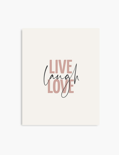 LIVE. LAUGH. LOVE. Blush. Rose. Pale Red. Beige. Inspirational quote. Printable Wall Art Quote.  - PAPER MOON Art & Design