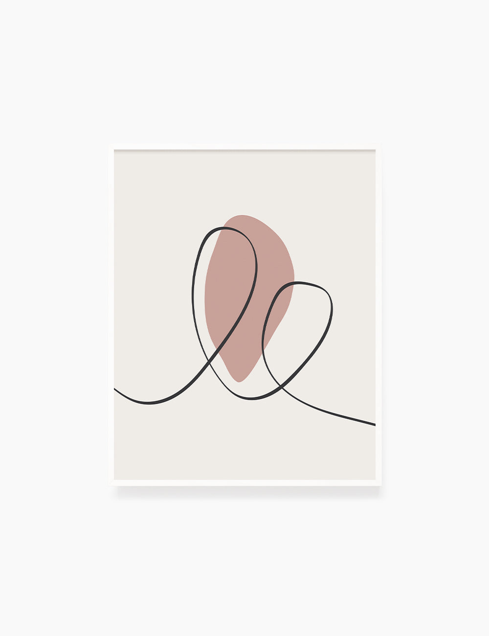 MINIMAL LINE ART. Abstract Heart Shape. Boho Aesthetic. Blush. Rose. Pale Red. Beige. Black. Printable Wall Art Illustration. - PAPER MOON Art & Design