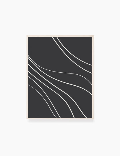 MINIMAL LINE ART. Abstract Waves. Boho. Black and White. Printable Wall Art Illustration. - PAPER MOON Art & Design