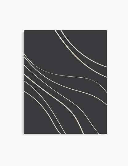 MINIMAL LINE ART. Abstract Waves. Boho. Black and White. Printable Wall Art Illustration. - PAPER MOON Art & Design