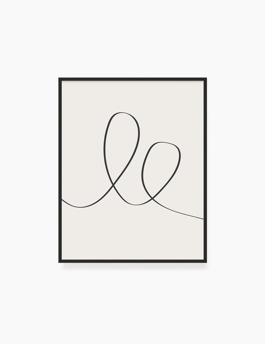 MINIMAL LINE ART. Abstract Heart Shape. Boho Aesthetic. Beige. Black. Printable Wall Art Illustration. - PAPER MOON Art & Design