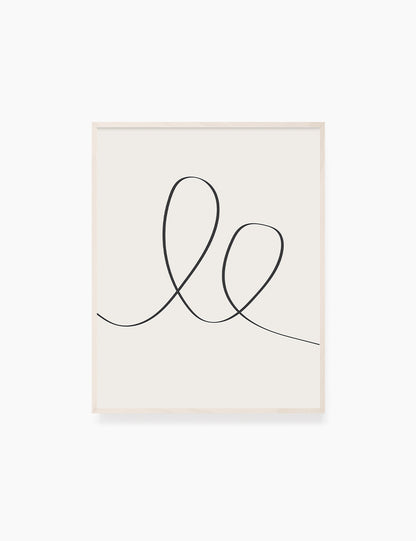 MINIMAL LINE ART. Abstract Heart Shape. Boho Aesthetic. Beige. Black. Printable Wall Art Illustration. - PAPER MOON Art & Design