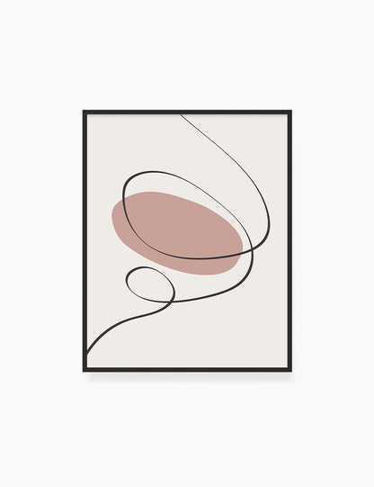 MINIMAL LINE ART. Abstract Shapes. Boho Aesthetic. Blush. Rose. Pale Red. Beige. Black. Printable Wall Art Illustration. - PAPER MOON Art & Design