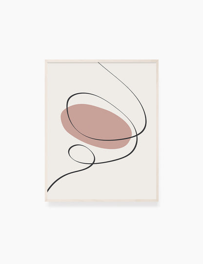 MINIMAL LINE ART. Abstract Shapes. Boho Aesthetic. Blush. Rose. Pale Red. Beige. Black. Printable Wall Art Illustration. - PAPER MOON Art & Design