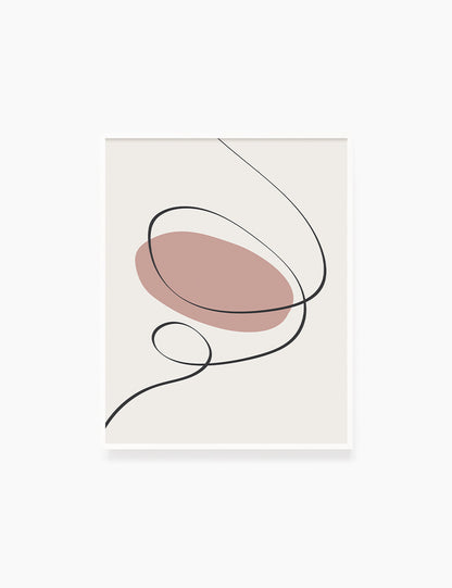 MINIMAL LINE ART. Abstract Shapes. Boho Aesthetic. Blush. Rose. Pale Red. Beige. Black. Printable Wall Art Illustration. - PAPER MOON Art & Design