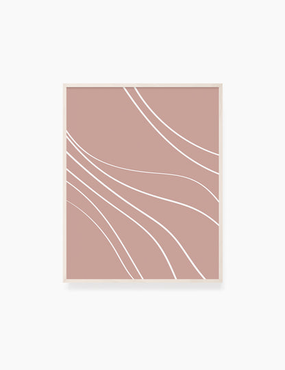 MINIMAL LINE ART. Abstract Waves. Boho. Blush. Rose. Pale Red. Printable Wall Art Illustration. - PAPER MOON Art & Design