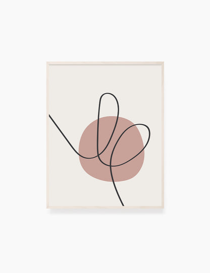 MINIMAL LINE ART. Abstract Heart Shape. Boho Aesthetic. Blush. Rose. Pale Red. Beige. Black. Printable Wall Art Illustration. - PAPER MOON Art & Design