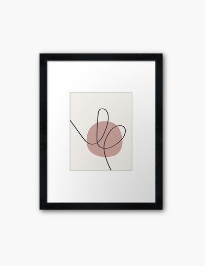 MINIMAL LINE ART. Abstract Heart Shape. Boho Aesthetic. Blush. Rose. Pale Red. Beige. Black. Printable Wall Art Illustration. - PAPER MOON Art & Design