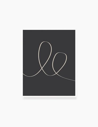MINIMAL LINE ART. Abstract Heart Shape. Boho Aesthetic. Black and White. Dark Grey. Beige. Printable Wall Art Illustration. - PAPER MOON Art & Design