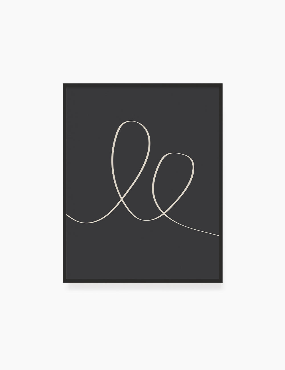 MINIMAL LINE ART. Abstract Heart Shape. Boho Aesthetic. Black and White. Dark Grey. Beige. Printable Wall Art Illustration. - PAPER MOON Art & Design