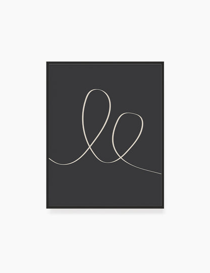 MINIMAL LINE ART. Abstract Heart Shape. Boho Aesthetic. Black and White. Dark Grey. Beige. Printable Wall Art Illustration. - PAPER MOON Art & Design