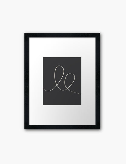 MINIMAL LINE ART. Abstract Heart Shape. Boho Aesthetic. Black and White. Dark Grey. Beige. Printable Wall Art Illustration. - PAPER MOON Art & Design