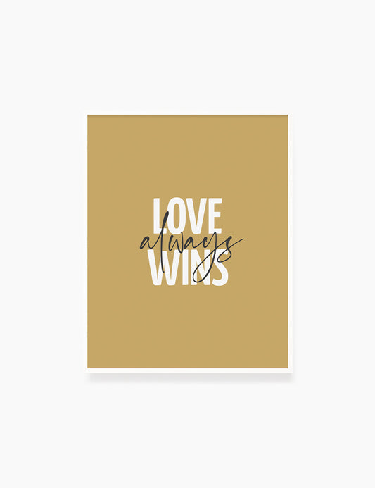 LOVE ALWAYS WINS. Yellow Gold. Love quote. Romantic words. Printable Wall Art Quote. - PAPER MOON Art & Design