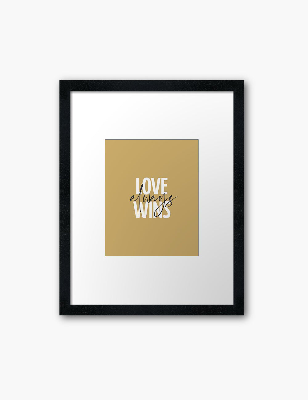 LOVE ALWAYS WINS. Yellow Gold. Love quote. Romantic words. Printable Wall Art Quote. - PAPER MOON Art & Design
