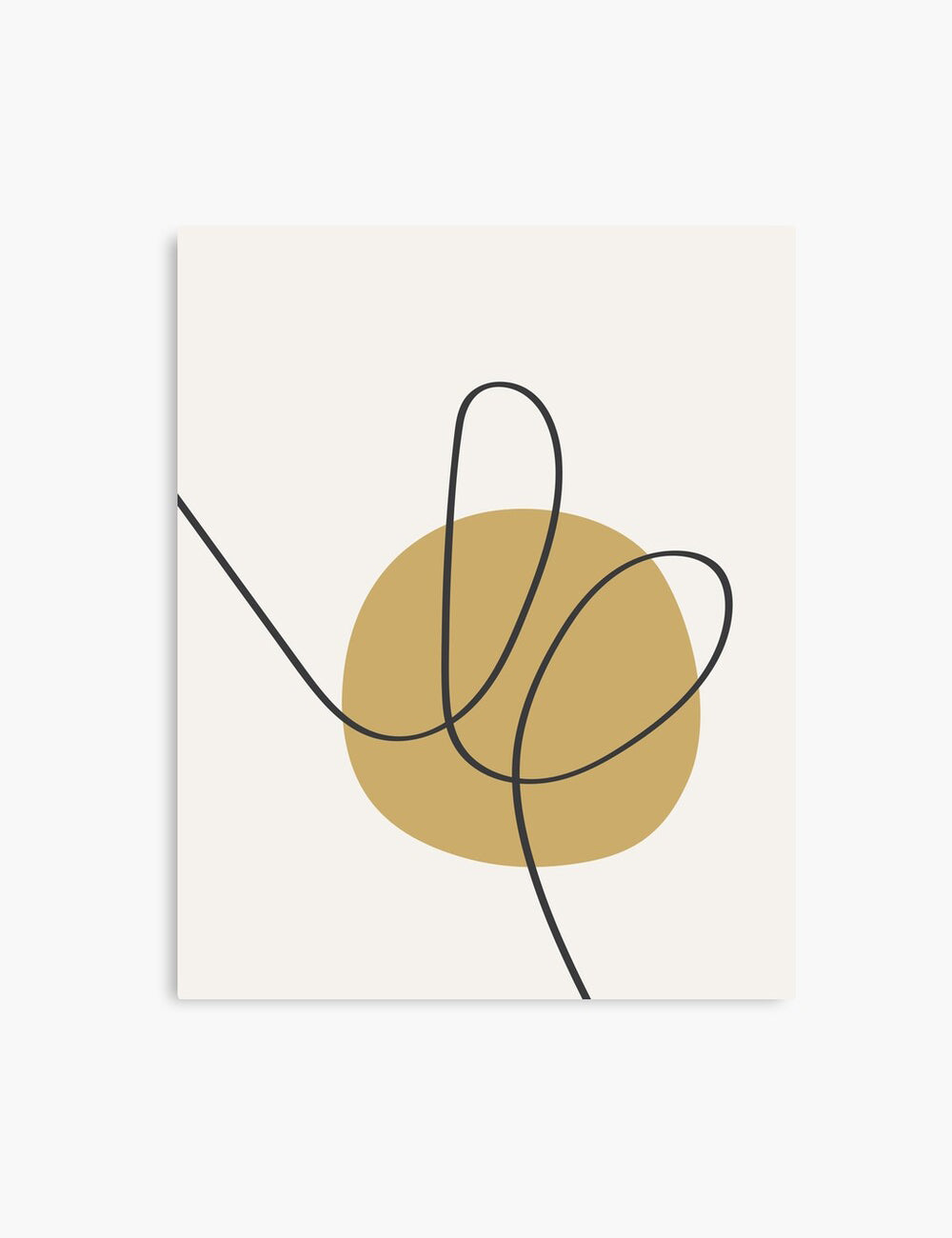 MINIMAL LINE ART. Abstract Heart Shape. Boho Aesthetic. Yellow Gold. Beige. Black. Printable Wall Art Illustration. - PAPER MOON Art & Design
