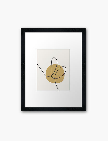 MINIMAL LINE ART. Abstract Heart Shape. Boho Aesthetic. Yellow Gold. Beige. Black. Printable Wall Art Illustration. - PAPER MOON Art & Design