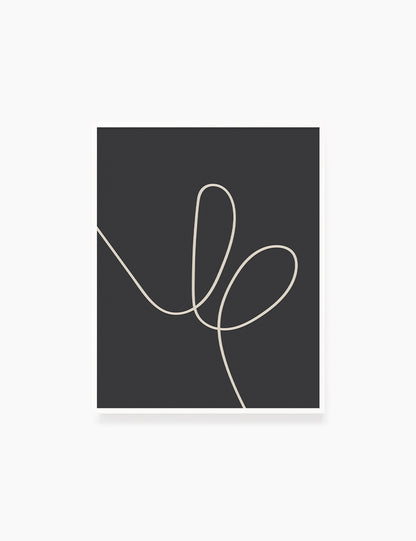 MINIMAL LINE ART. Abstract Heart Shape. Boho Aesthetic. Black and White. Dark Grey. Beige. Printable Wall Art Illustration. - PAPER MOON Art & Design