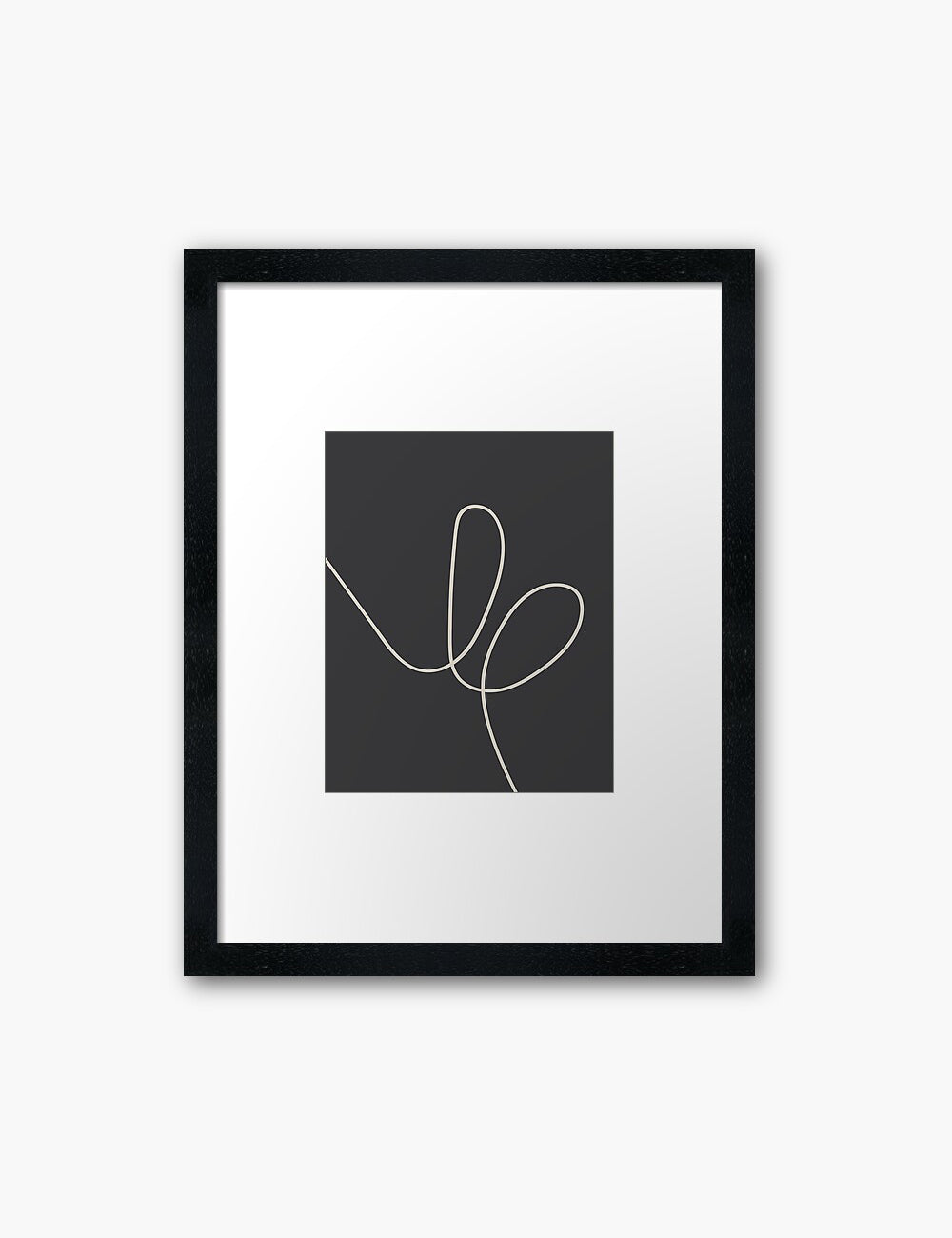 MINIMAL LINE ART. Abstract Heart Shape. Boho Aesthetic. Black and White. Dark Grey. Beige. Printable Wall Art Illustration. - PAPER MOON Art & Design