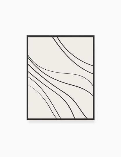 MINIMAL LINE ART. Abstract Waves. Boho. Beige. Black. Printable Wall Art Illustration. - PAPER MOON Art & Design
