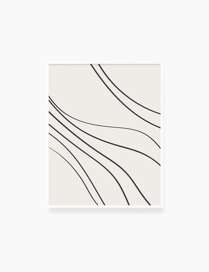 MINIMAL LINE ART. Abstract Waves. Boho. Beige. Black. Printable Wall Art Illustration. - PAPER MOON Art & Design
