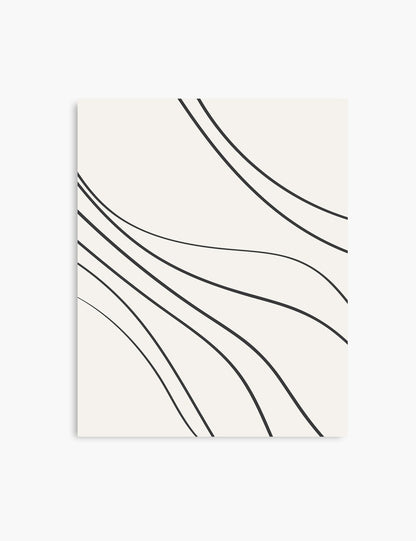 MINIMAL LINE ART. Abstract Waves. Boho. Beige. Black. Printable Wall Art Illustration. - PAPER MOON Art & Design