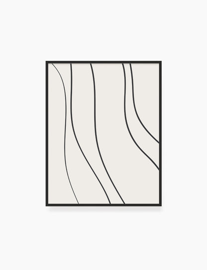 MINIMAL LINE ART. Abstract Waves. Boho. Beige. Black. Printable Wall Art Illustration. - PAPER MOON Art & Design