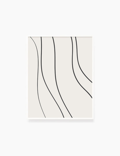 MINIMAL LINE ART. Abstract Waves. Boho. Beige. Black. Printable Wall Art Illustration. - PAPER MOON Art & Design