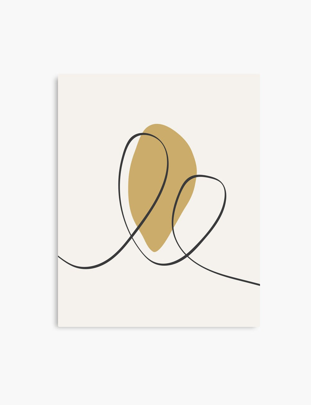 MINIMAL LINE ART. Abstract Heart Shape. Boho Aesthetic. Yellow Gold. Beige. Black. Printable Wall Art Illustration. - PAPER MOON Art & Design