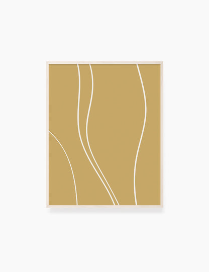 MINIMAL LINE ART. Abstract Waves. Boho. Yellow Gold. Printable Wall Art Illustration. - PAPER MOON Art & Design