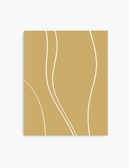 MINIMAL LINE ART. Abstract Waves. Boho. Yellow Gold. Printable Wall Art Illustration. - PAPER MOON Art & Design