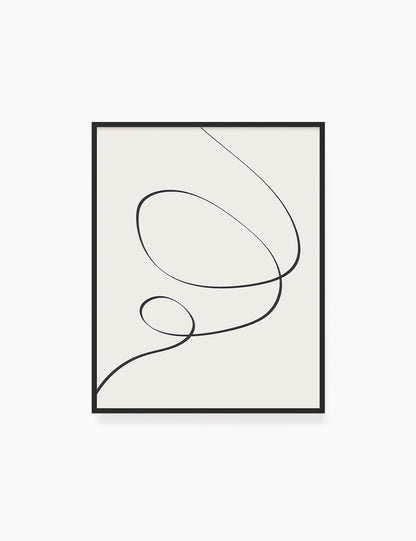 MINIMAL LINE ART. Abstract Swirl Shape. Boho Aesthetic. Beige. Black. Printable Wall Art Illustration. - PAPER MOON Art & Design